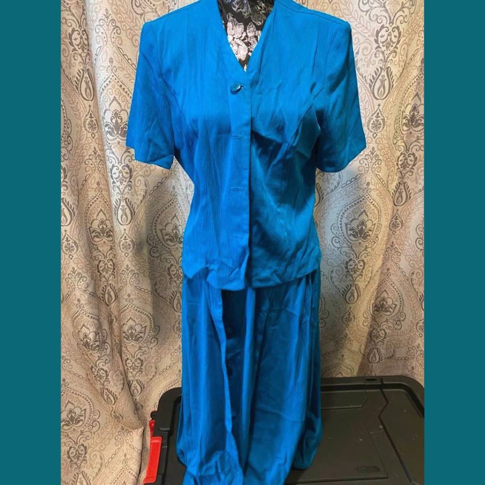 Vintage Norton McNaughton Teal 2-piece Dress, 8